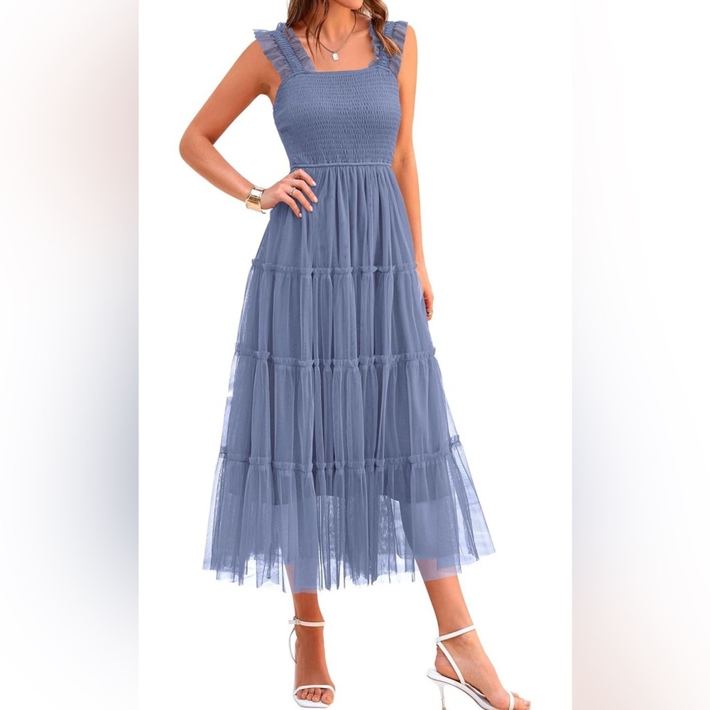 PRETTYGARDEN Women's Tulle Midi Dress Grey Blue Size XXL - Picture 7 of 9